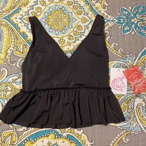 Kortni Jeane Black V-Neck Top NWT
